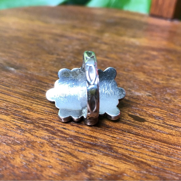 Sterling Silver Oval Cluster Real Turquoise and Amethyst-colored Ring - Picture 3 of 3